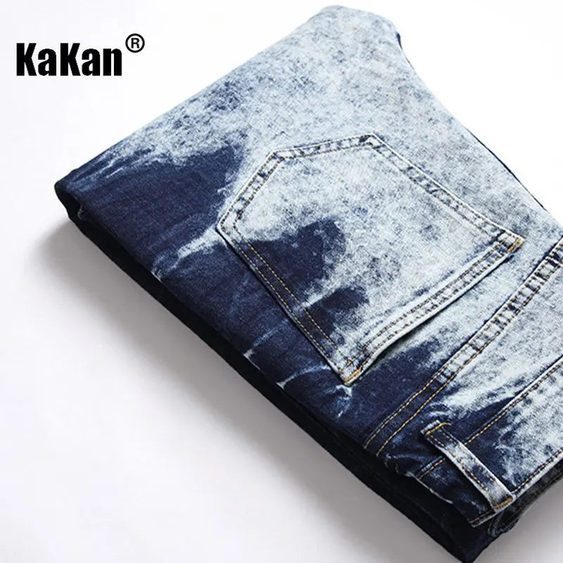 KAKAN Slim Straight Jeans for Men | Dark Blue Stretch Denim