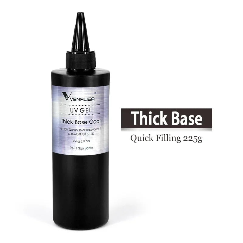 Venalisa Long Wear Tempered Top Coat Reinforce Gel Refill Package Soak Off UVLED Nail Gel Polish Big Volume 225g/30ml Base Gel