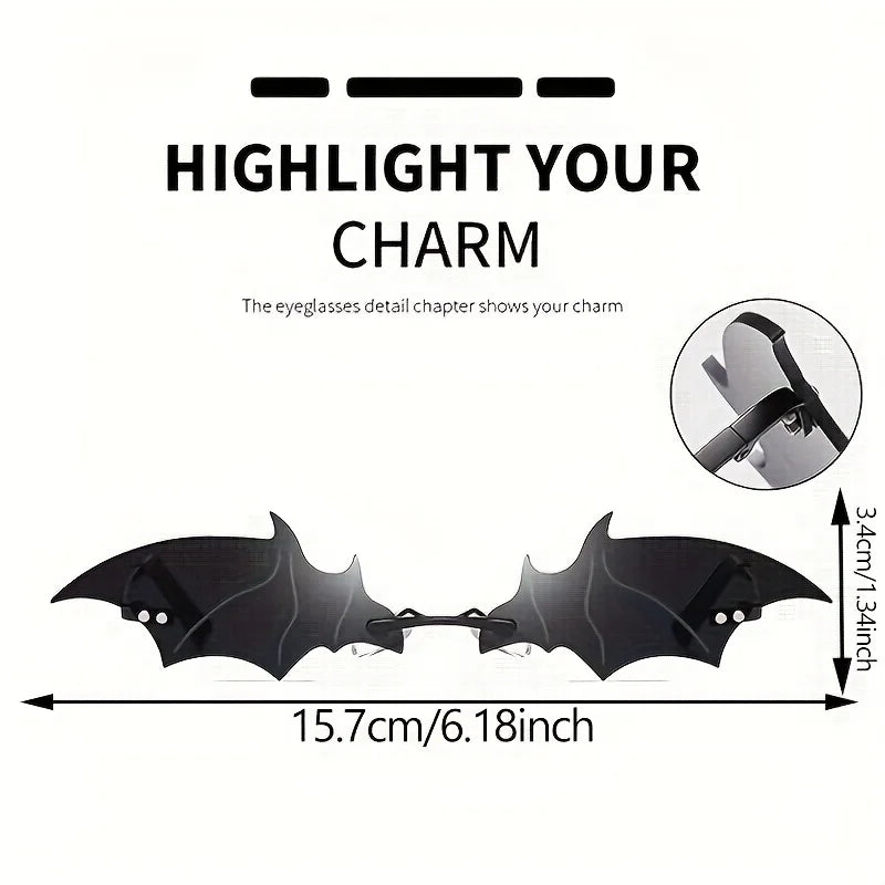 Bat Wing Rimless Sunglasses – Gothic Party Eyewear