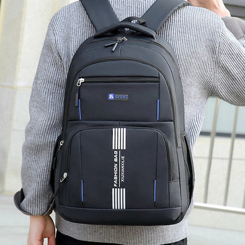 Fashion Minimalist Men’s Rucksack, Lightweight Nylon Backpack with Multiple Storage Slots for School & Weekend Trips