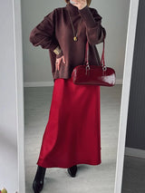 Women's Satin Maxi Skirt – Elegant Ankle-Length