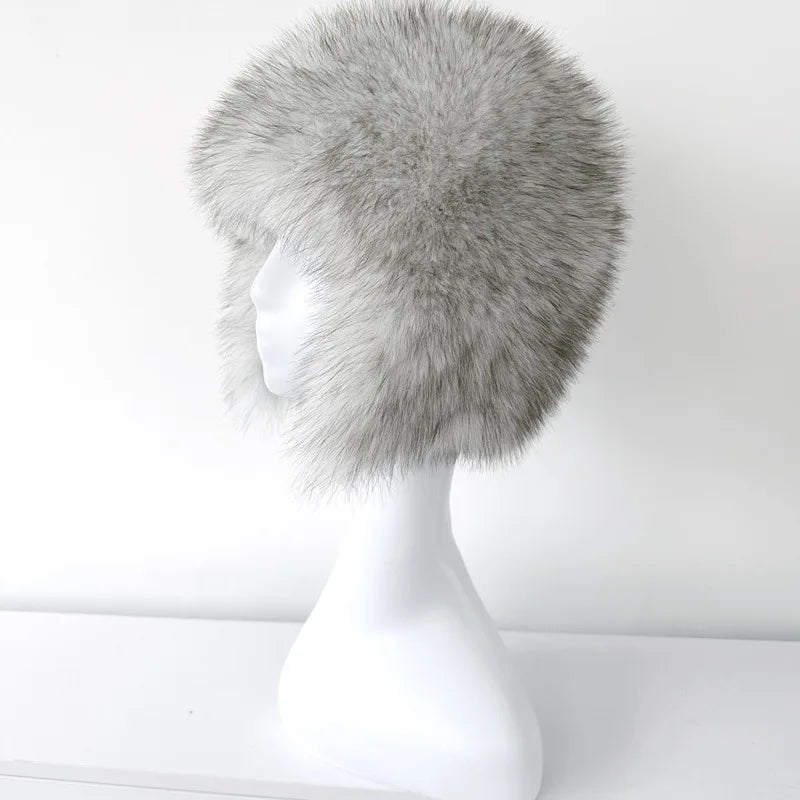Fluffy Faux Fox Fur Trapper Hat Women pilot Hat Bomber hat men ski cap winter hat thickened warm шапка ушанка Beanies Bonnet