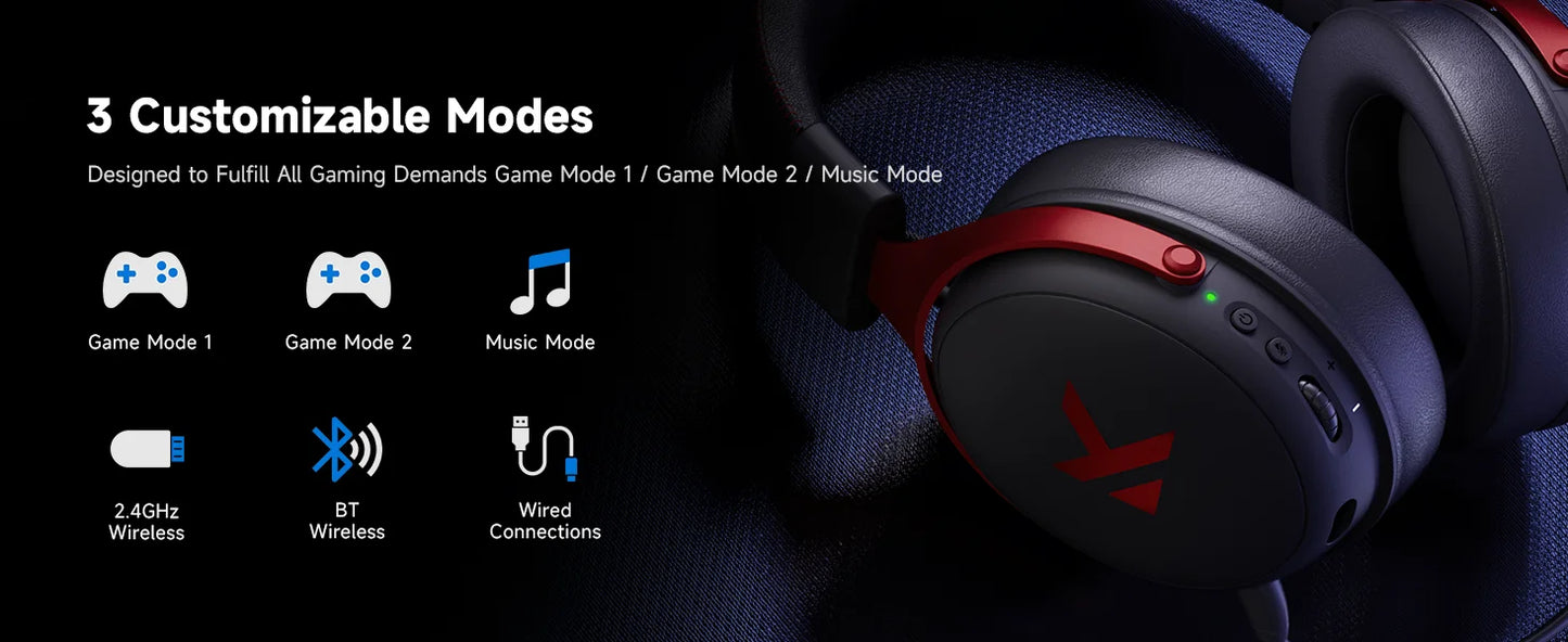 MCHOSE V9 Pro Gaming Wireless  Headset Surround Sound Headphones Noise Canceling Mic Low Latency Lightweight for PS5 PC SWITCH