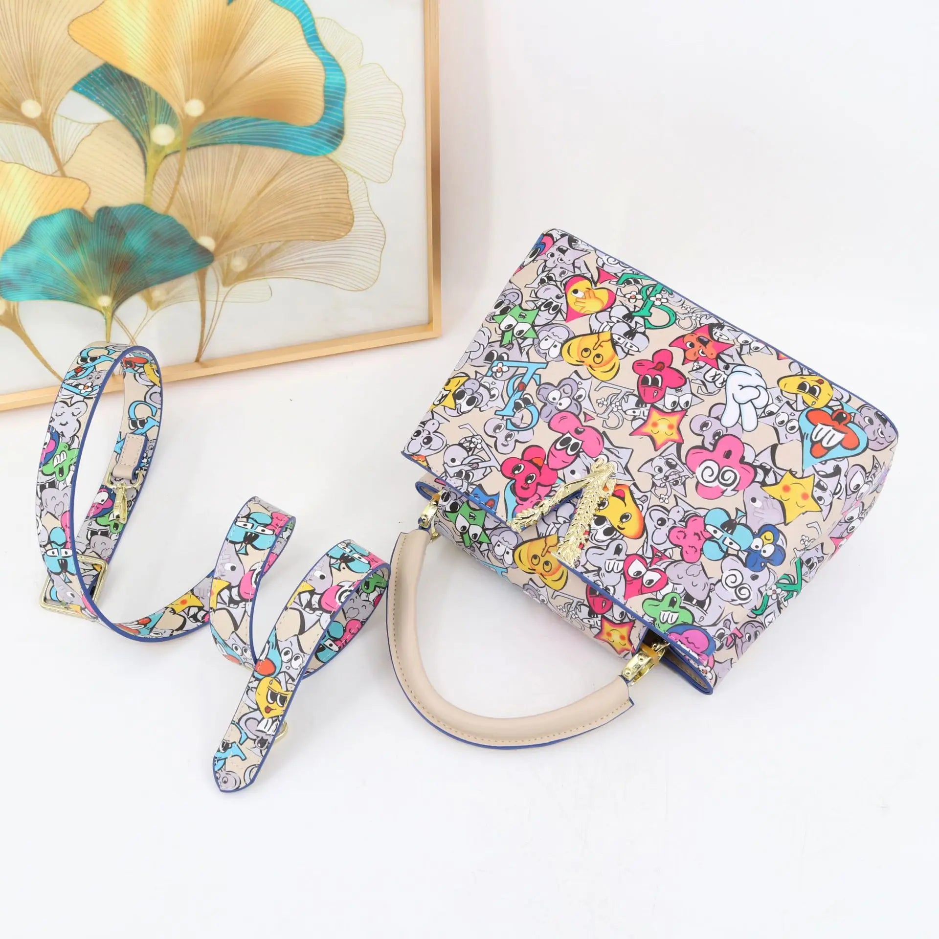 Ins Famous Fashion Classic Printed PU Leather Women's Handbags – Luxury Elegant Shoulder Crossbody Top Handle Bag