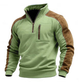 Men’s Stand Collar Patchwork Sweatshirt