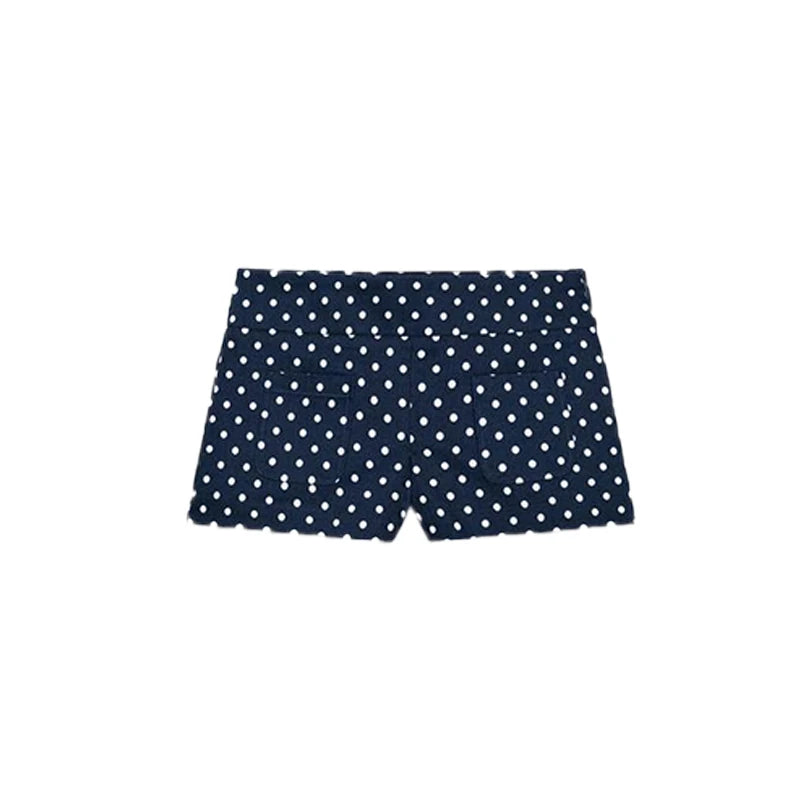 Fashion Navy Polka Dot Shorts Set For Women Casual Stand Collar Zipper Jacket & High Waist Shorts Lady 2026 Spring Chic Outfits