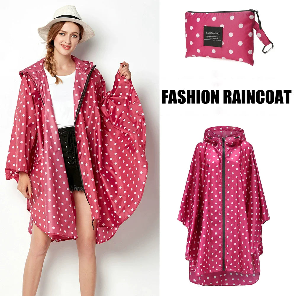 Women's Elegant Waterproof Poncho Raincoat – All Sizes