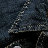 Heavy duty washed denim jacket for men vintage blue lapel long sleeved shirt style jacket casual and loose outer wear