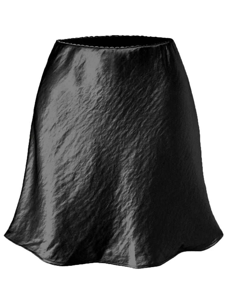 Women's Satin A-Line Mini Skirt | High Waist Office Style