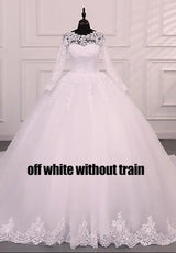 Pure White Wedding Dresses Elegant Boat Neck Ball Gown Simple Vestido De Noiva Plus Size Robe De Mariee