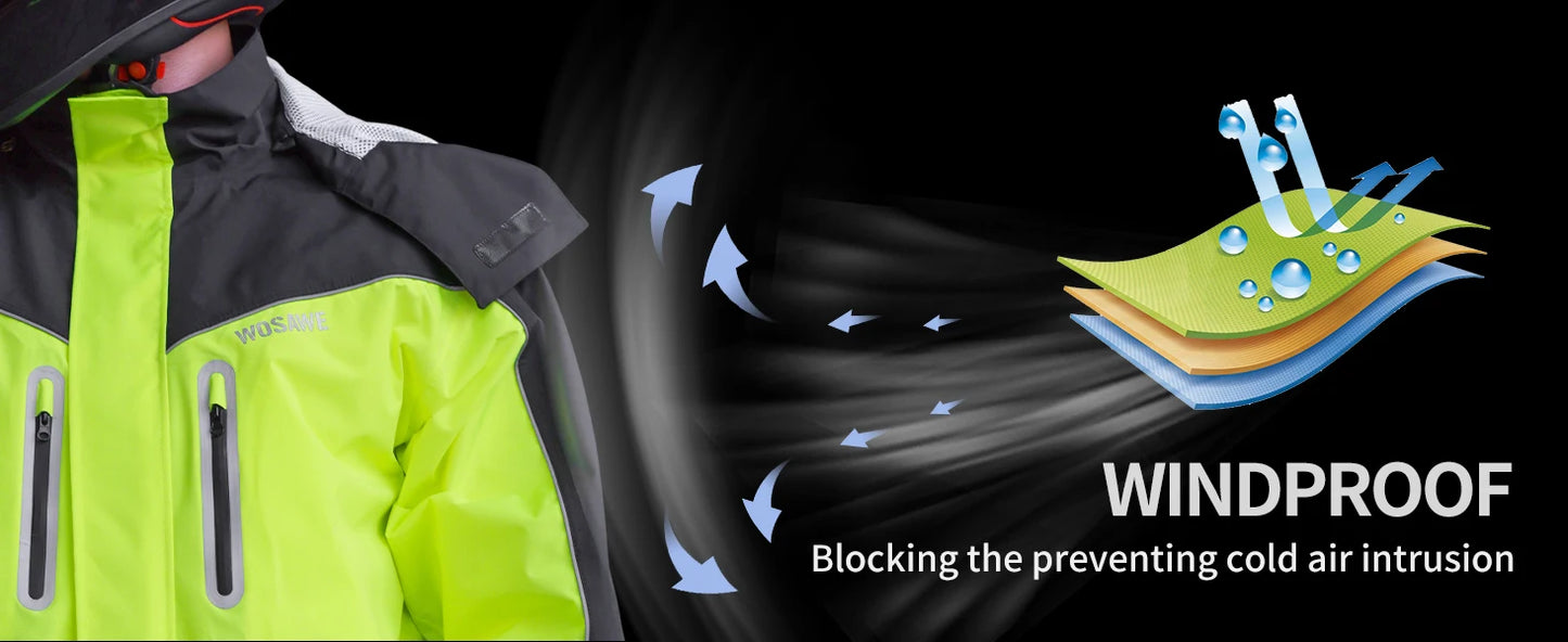 WOSAWE Unisex Waterproof Riding Rain Jacket | Reflective