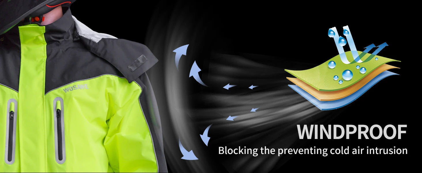 WOSAWE Unisex Waterproof Riding Rain Jacket | Reflective