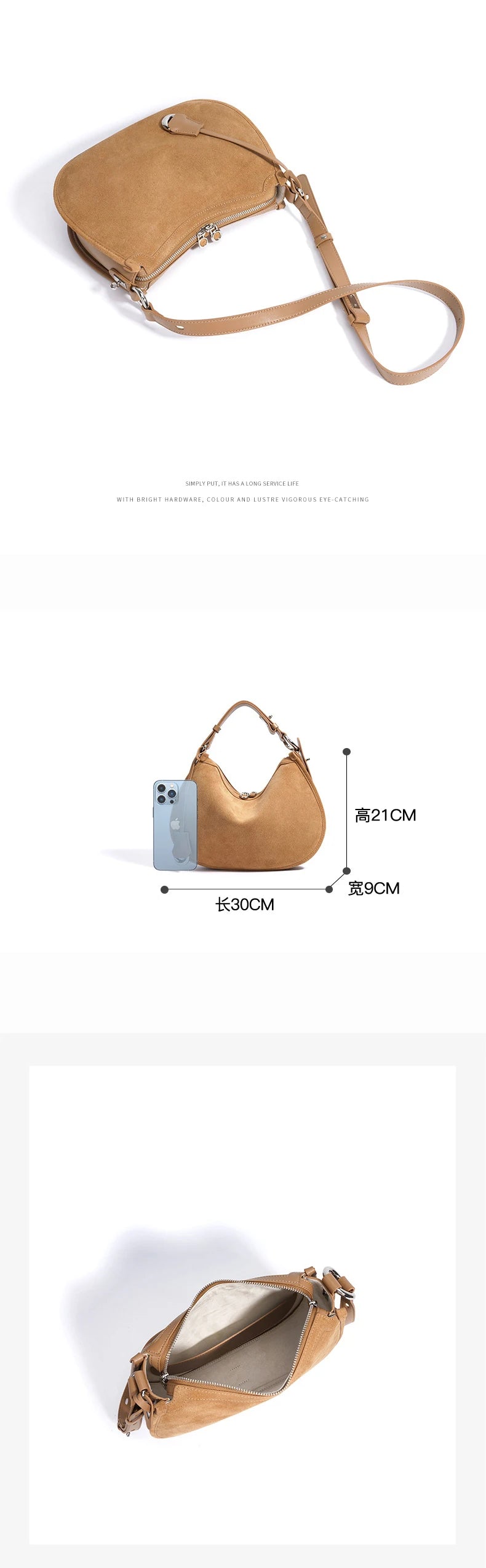 2025 Spring Summer Suede Hobo Bag Sophisticated Single Shoulder Tote Vintage Inspired Trendy Crossbody Pack Women's Handbag