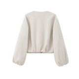 HXAO Cropped Bomber Jacket – Women's Soft Zip-Up Coat