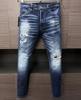 ICON BRAND D2 Men Jeans Denim Pants Hole Slim Pencil Trousers Metal Buttons Party Classics Fashionable Black DSQ2 JENAS