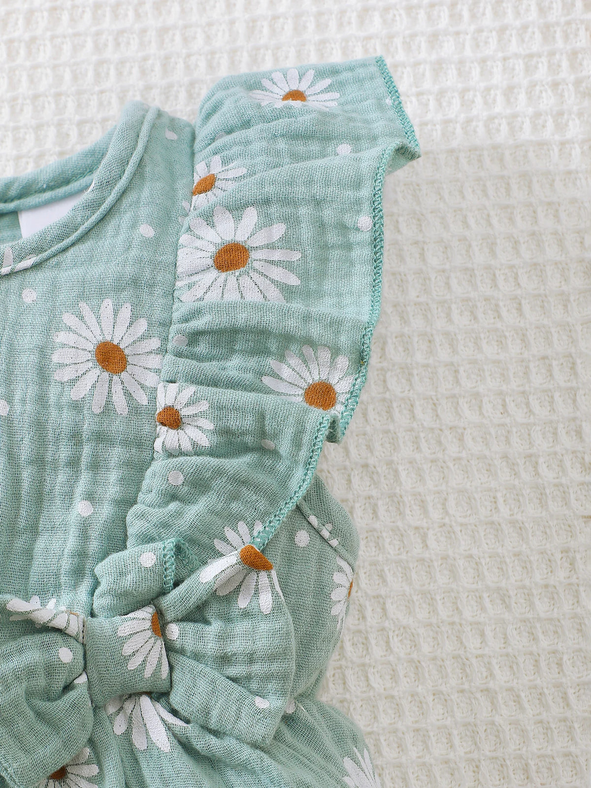0-18 Months Baby Girl Clothes Set 2Pcs Daisy Print Romper Ruffle Bow Jumpsuit + Hat Summer Infant Newborn Casual Clothing Outfit