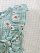 0-18 Months Baby Girl Clothes Set 2Pcs Daisy Print Romper Ruffle Bow Jumpsuit + Hat Summer Infant Newborn Casual Clothing Outfit