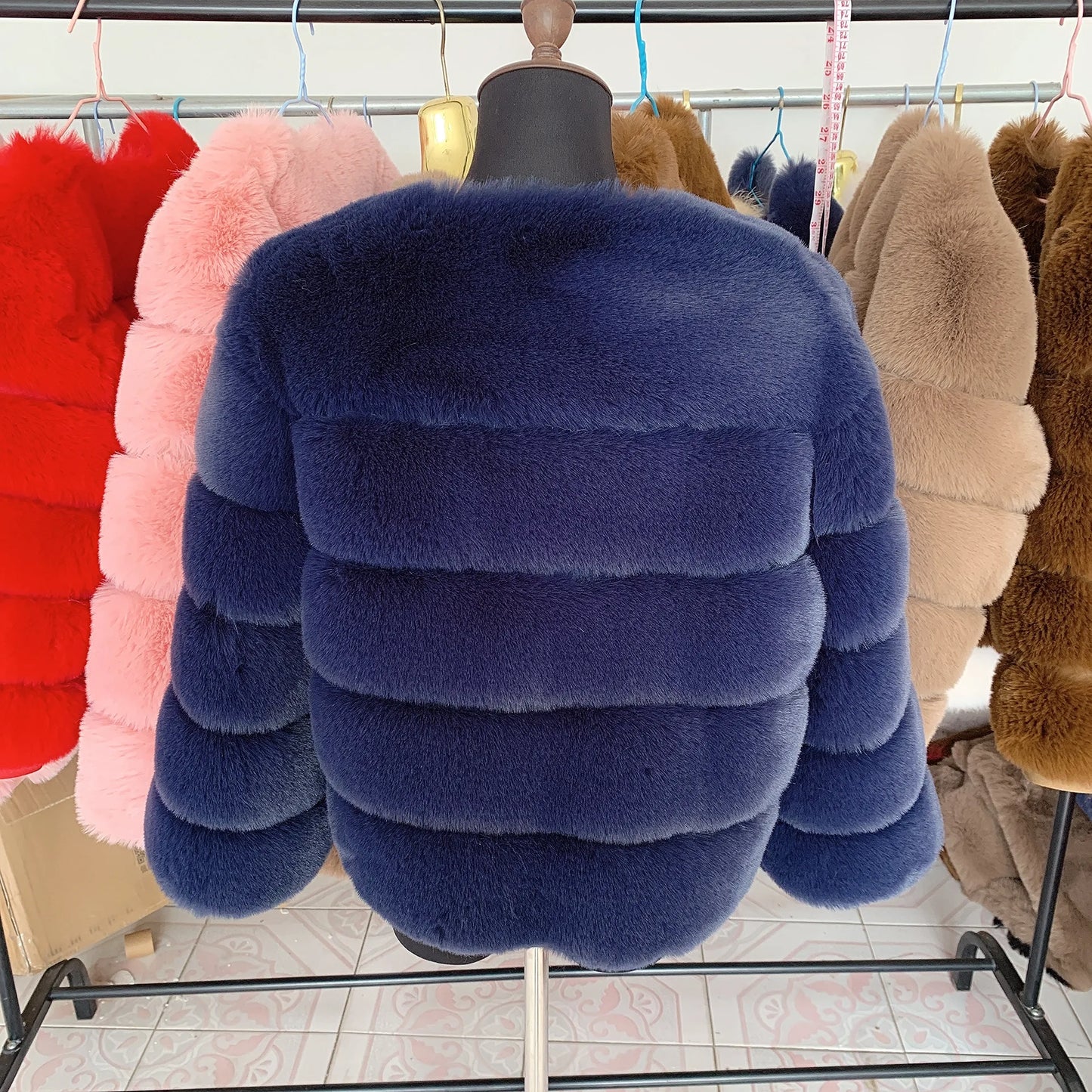 Elegant Winter Faux Fox Fur Crop Jacket