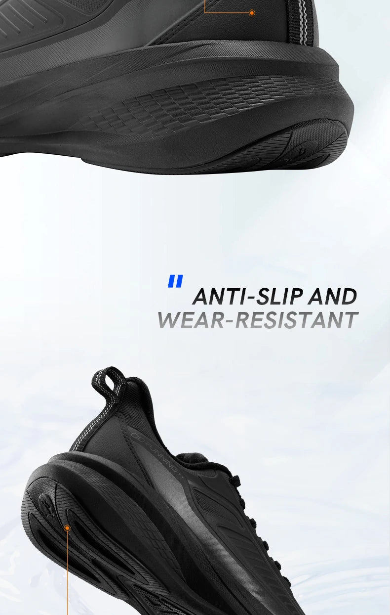 QIAODAN YUYI 4 Winter Running Shoes Men's Sports Shoes Waterproof Absorbing Lightweight Black Fleece Sneakers QXB023244007B