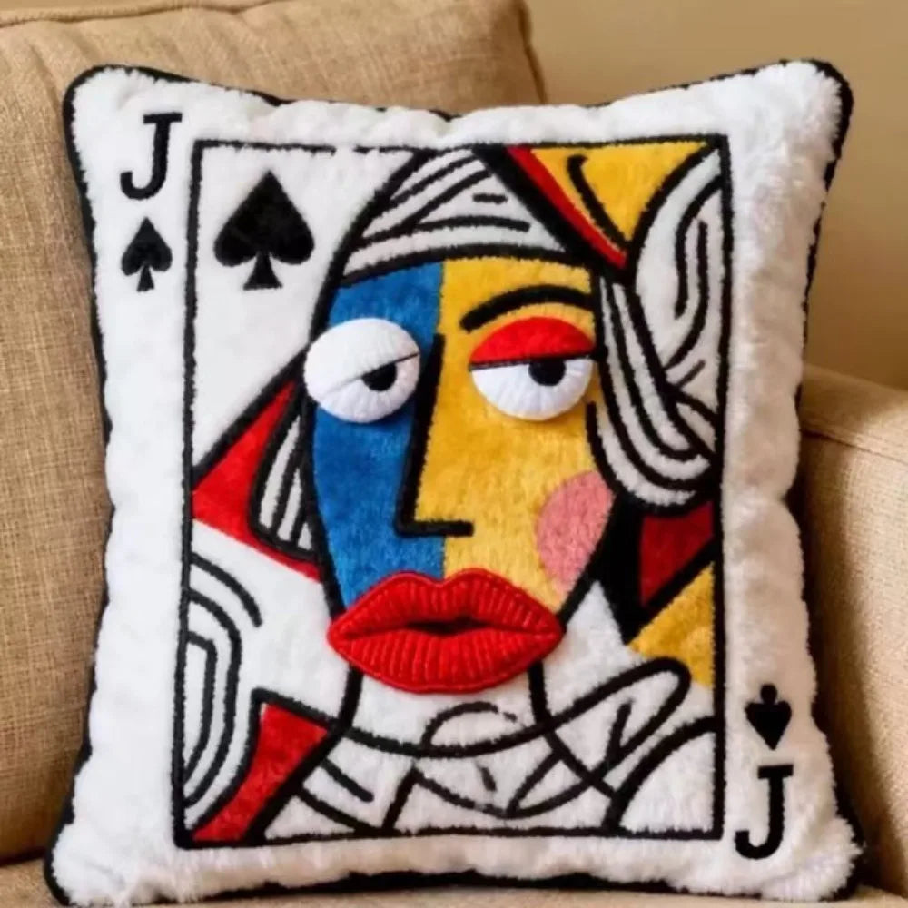 Funny Cartoon Embroidered Pillow Quirky Soft Sofa Throw Pillow Square Game Theme Patchwork Pillow Living Room Decor