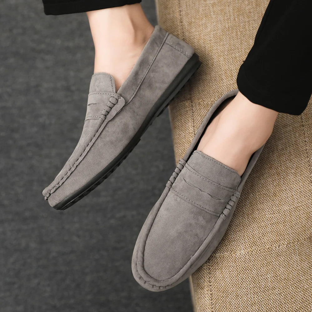 2026 Casual Men's Shoes Versatile Comfortable Work Shoes Driving Loafers Black, Grey, Khaki Three-Colour