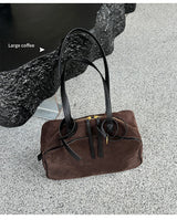 Autumn Winter Women's Cow Genuine Leather Tote Bag Suede Commuting Cowhide Handbags Large Capacity Designer Luxury Velvet Bags