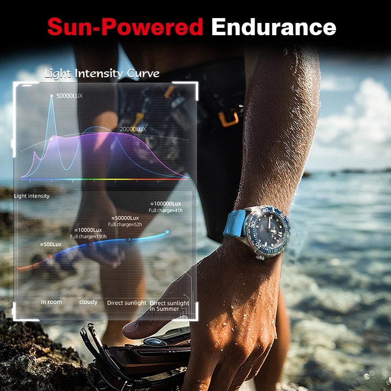 TRITON Men's Solar Dive Watch with Ceramic Bezel