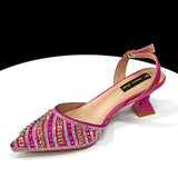 Rhinestone Pointed-Toe Slingback Heels & Bag Set