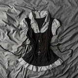 Y2K Gothic Aesthetic Top Square Neck Women's Retro Harajuku Fashion Casual Fairy Style Sweet and Cute Emotional Girl