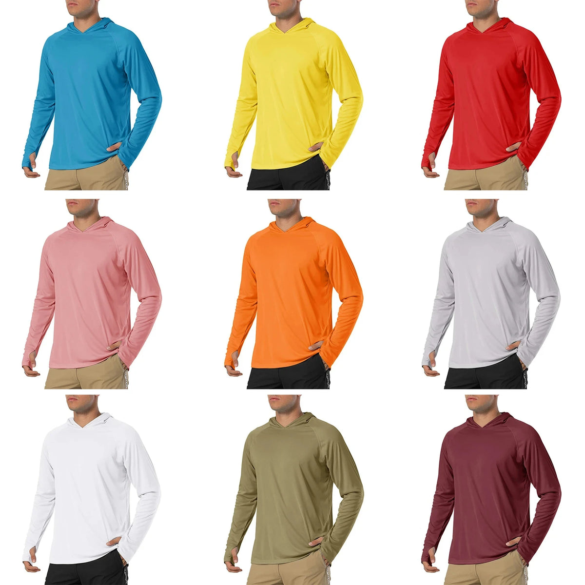 TACVASEN Men's Quick-Dry Long Sleeve Hooded T-Shirt