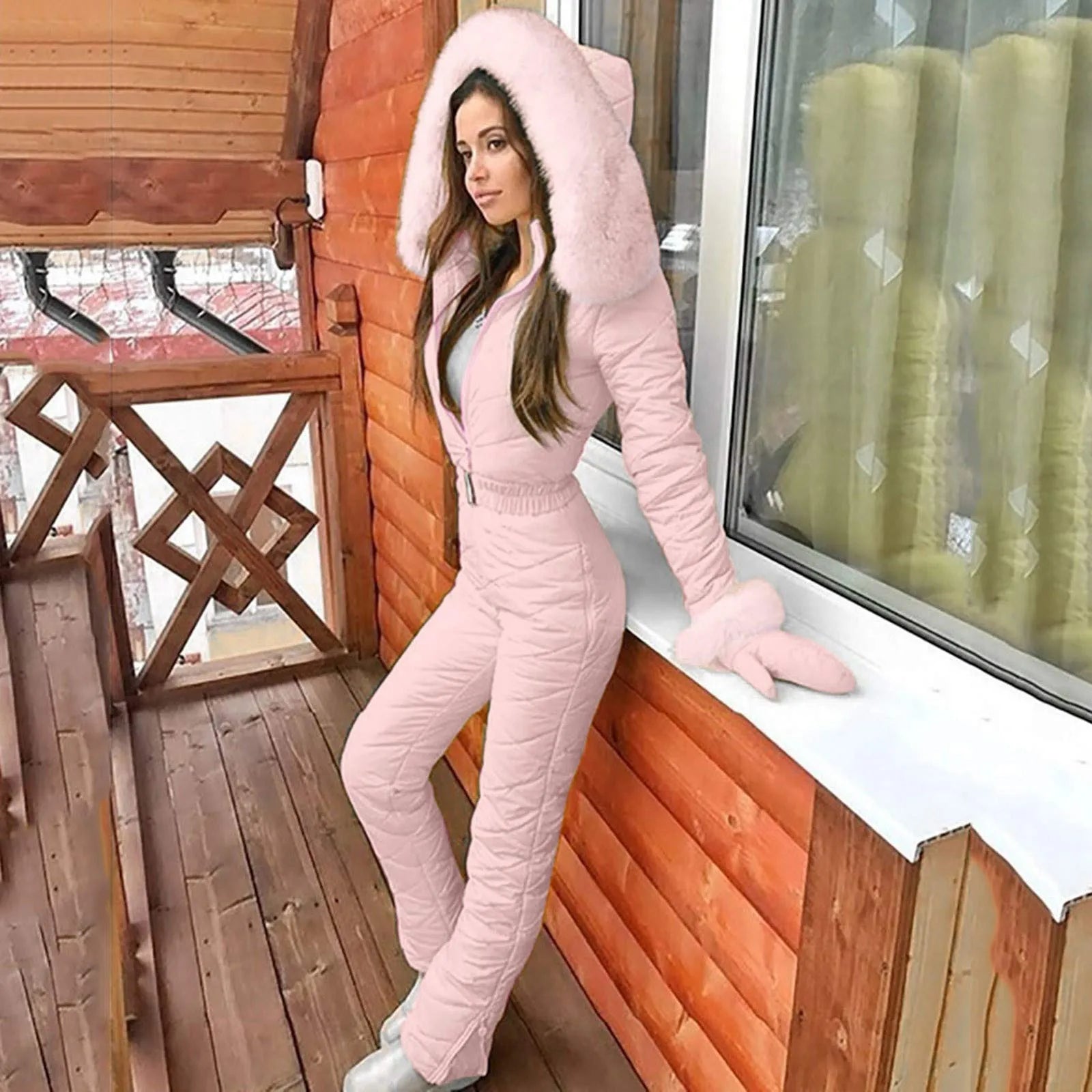 Waterproof One-Piece Ski Suit – Insulated Winter Hooded Jumpsuit