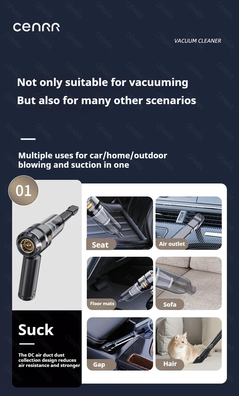 CENRR 998000PA Cordless Car Vacuum Cleaner – 3-Speed
