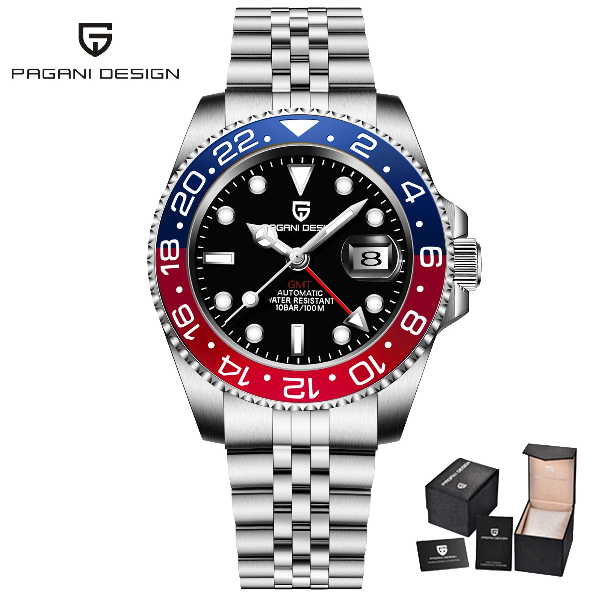 PAGANI DESIGN 2025 40MM GMT Mechanical Wristwatch Sapphire Ceramic Bezel  Automatic Watch Stainless Steel 100M Waterproof Watch