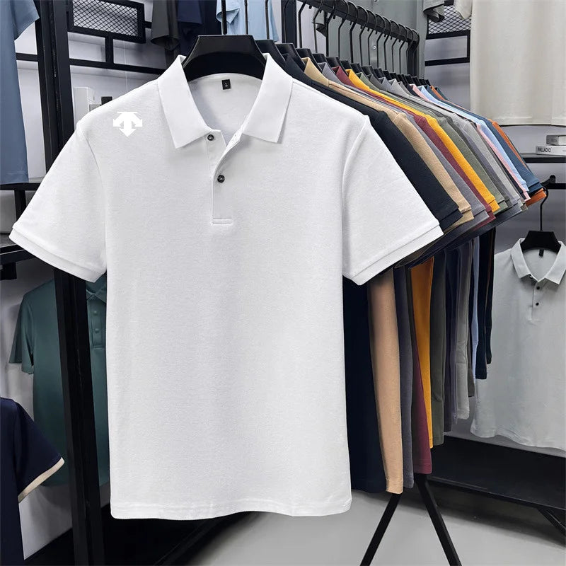 Men's Luxury Cotton Polo | Geometric Print Summer Shirt