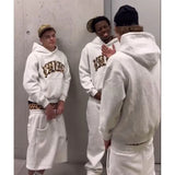 2025 European and American New Trendy High Street Leopard Print Loose Hooded Sweatshirt Casual Stacking Sweatpants