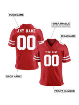 Custom American Football Jersey, Personalized Red Jersey Shirt with Printed Team Name Number, Football Top for Men Women Youth