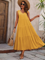 Elegant V-Neck Ruffle Summer Maxi