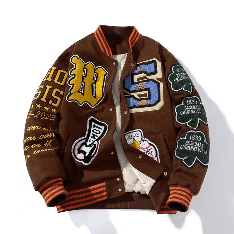 Retro Embroidery Varsity Jacket