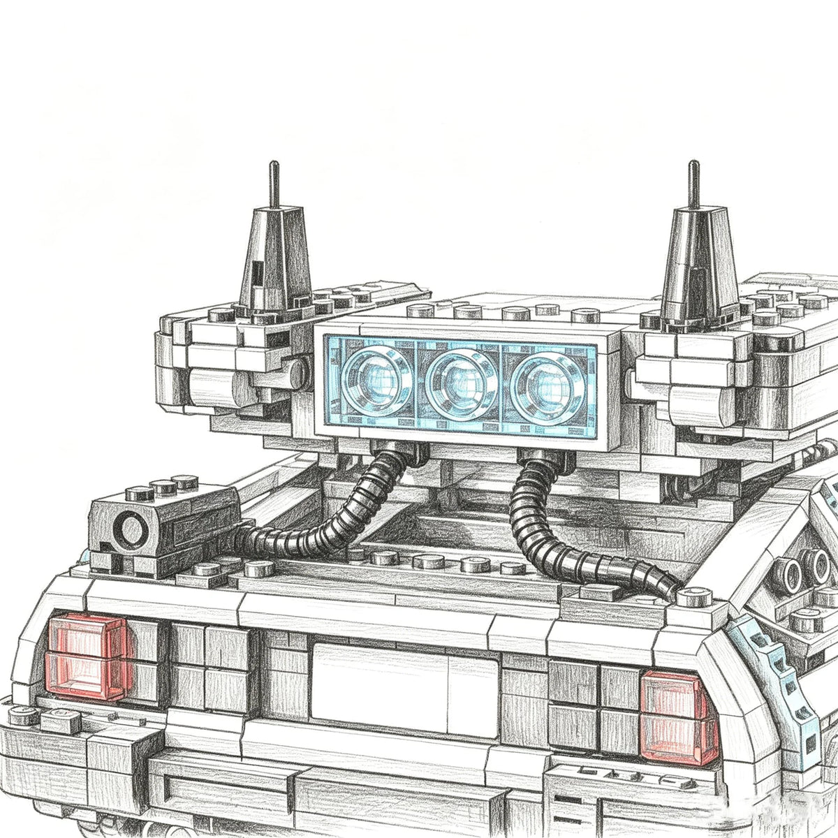 1:8 Scale Back to The Future Time Machines 1872Pcs 2 Mini Figures Building Blocks Kits Collectible Authentically Detailed Model