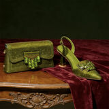 Rhinestone Pointed-Toe Heels & Bag Set | Party & Wedding