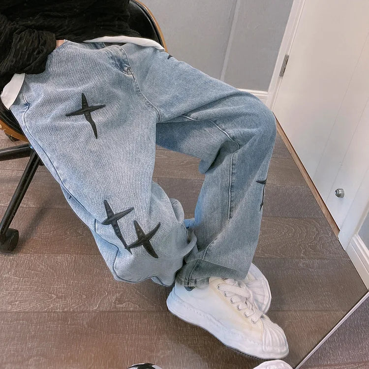 Men’s Wide-Leg Streetwear Cargo Jeans