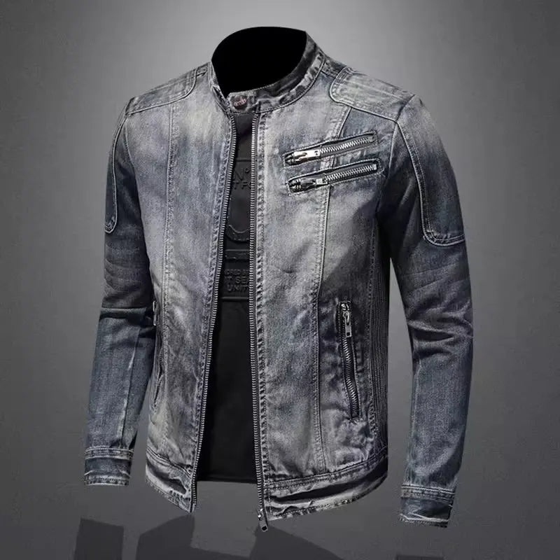 Men's USA-Made Slim Fit Denim Zipper Jacket | Autumn & Winter Casual Coat