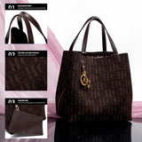Trendy Solid-Color Women's Bucket Bag - Large Capacity Letter Print Design with Detachable Strap  Inner Card Pockets