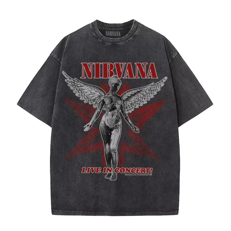 Nirvana In Utero Washed Cotton Oversized T-Shirt — Retro Y2K Streetwear Tee