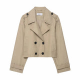 Classic Lapel Double-Breasted Short Trench