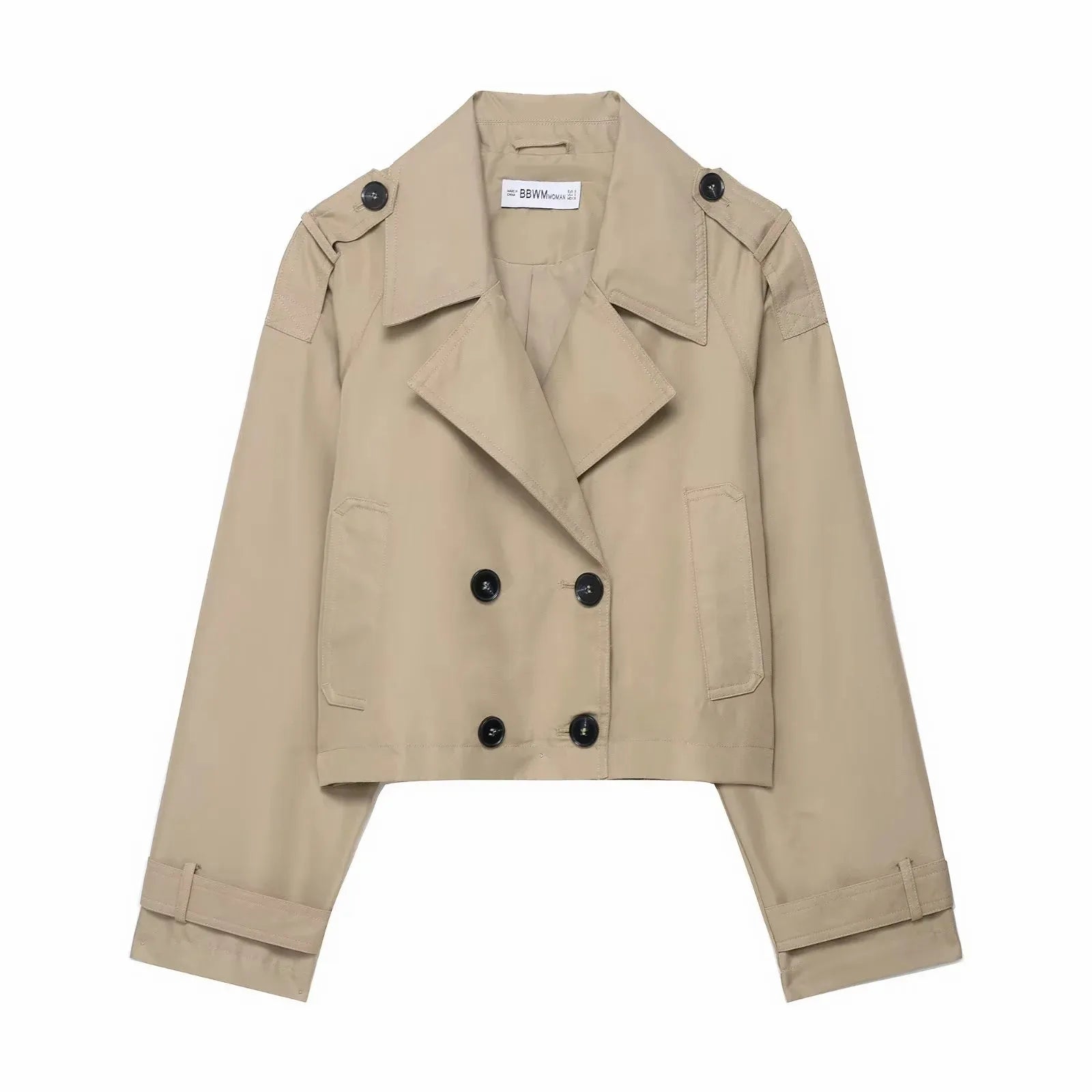 Classic Lapel Double-Breasted Short Trench