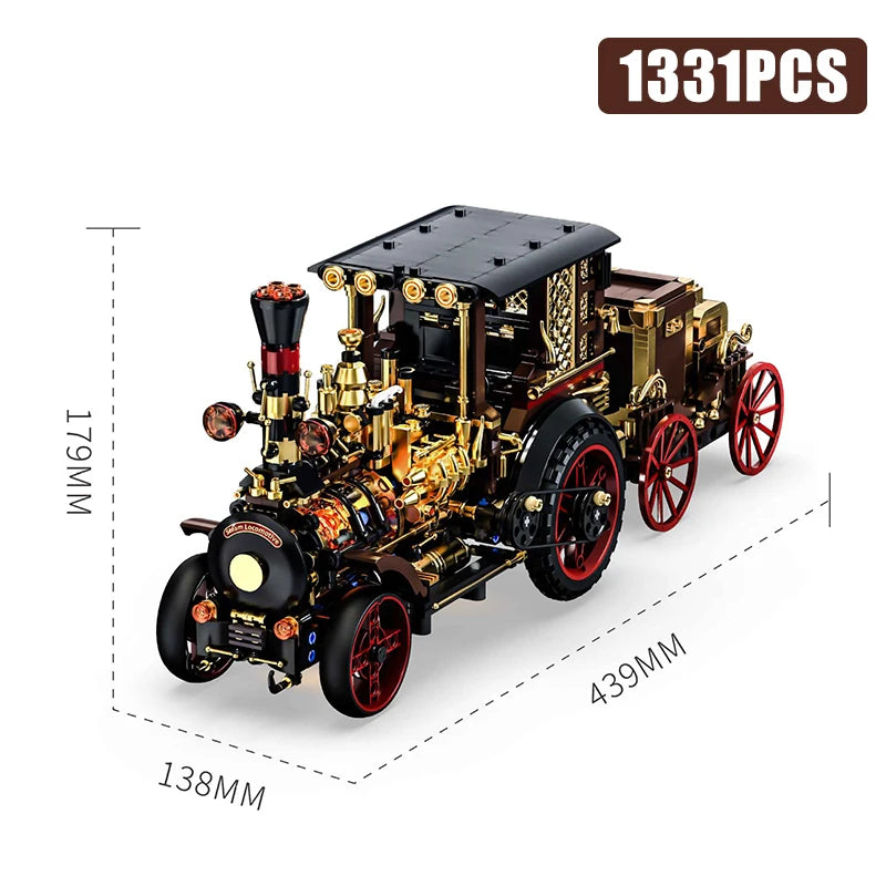 1331-Piece Vintage Steam Car Building Block Set