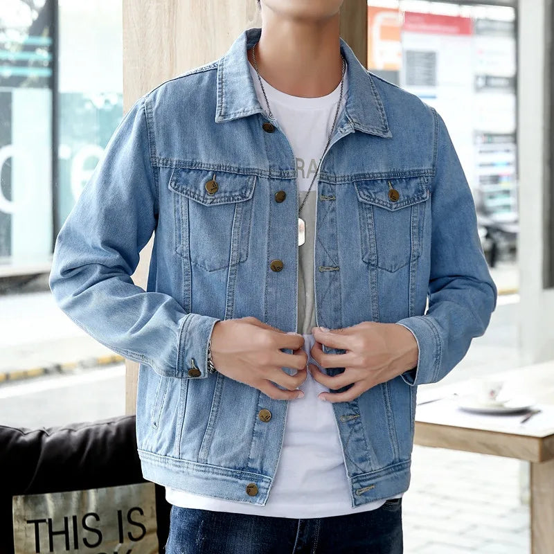 Men’s Premium USA-Made Denim Jacket - Classic Spring/Autumn Streetwear Outerwear