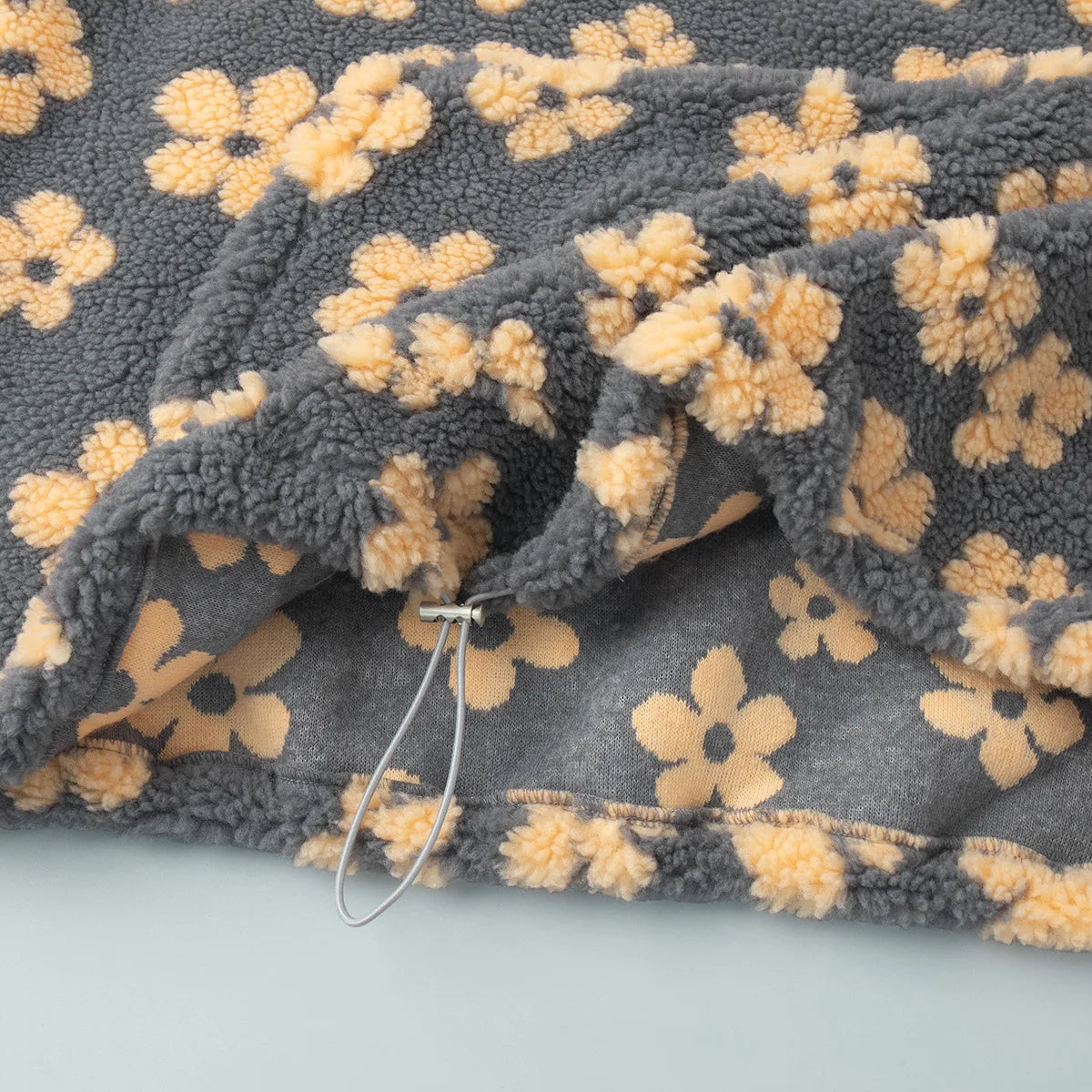 Women's Floral Fleece High-Neck Pullover