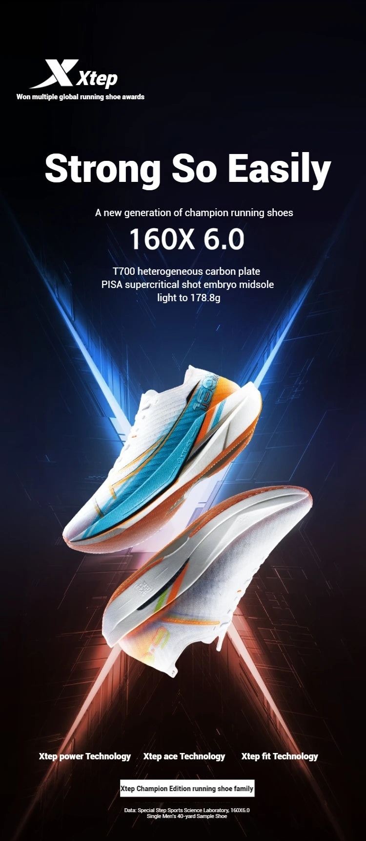 Xtep 160X 6.0 Running Shoes Professional Marathon PB Carbon Plate For Men Cushioning Shock Absorption Sneakers 976319110057